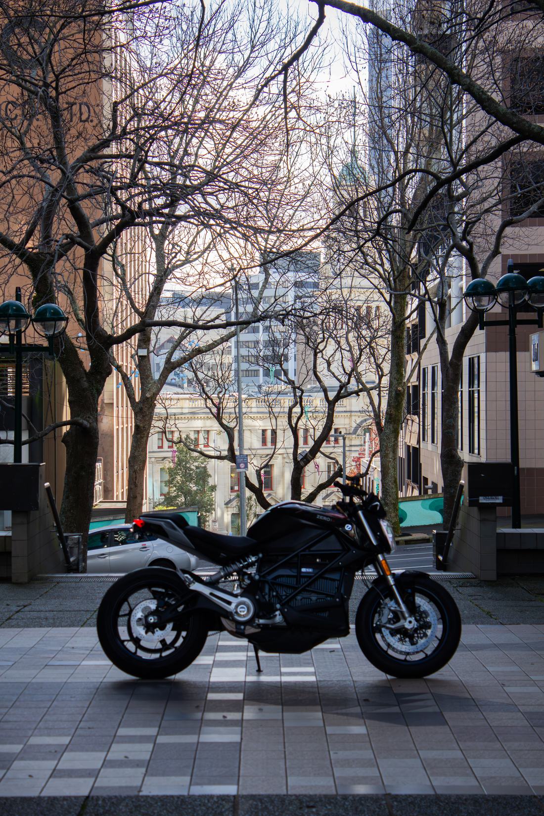 Zero SR street motorcycle in central Auckland